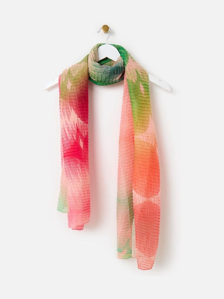 Oliver Bonas Pink Rainbow Spot Pleated Lightweight Scarf - Image 1 of 5