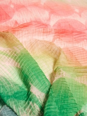 Oliver Bonas Pink Rainbow Spot Pleated Lightweight Scarf - Image 4 of 5