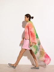 Oliver Bonas Pink Rainbow Spot Pleated Lightweight Scarf - Image 5 of 5