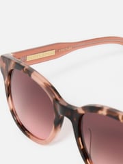Oliver Bonas Pink Faux Tortoiseshell Preppy Acetate Sunglasses - Image 5 of 6
