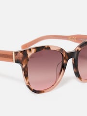 Oliver Bonas Pink Faux Tortoiseshell Preppy Acetate Sunglasses - Image 6 of 6