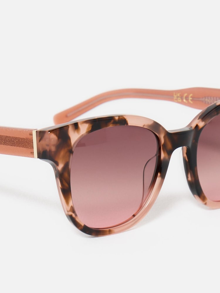 Oliver Bonas Pink Faux Tortoiseshell Preppy Acetate Sunglasses - Image 6 of 6