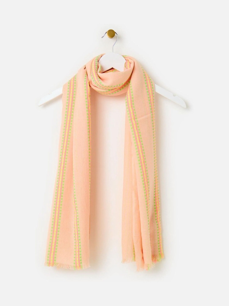 Oliver Bonas Black Neon Striped Jacquard Lightweight Scarf - Image 1 of 5