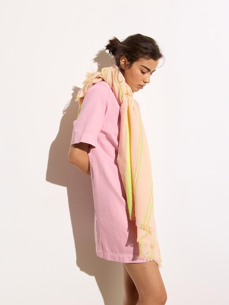 Oliver Bonas Black Neon Striped Jacquard Lightweight Scarf - Image 5 of 5