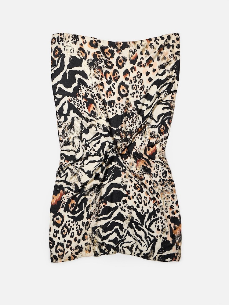 Oliver Bonas Brown Animal Print Golden Foil Lightweight Scarf - Image 2 of 5