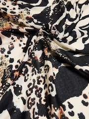 Oliver Bonas Brown Animal Print Golden Foil Lightweight Scarf - Image 3 of 5