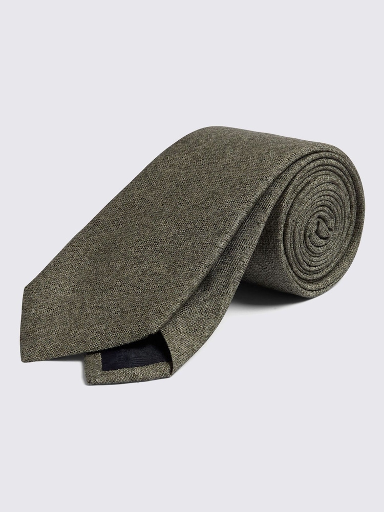 MOSS Green Bottinelli Sage Silk Semi-Plain Tie - Image 1 of 2