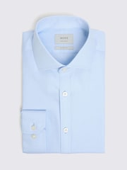 MOSS Blue Slim Fit Royal Oxford Non-Iron Shirt - Image 4 of 4