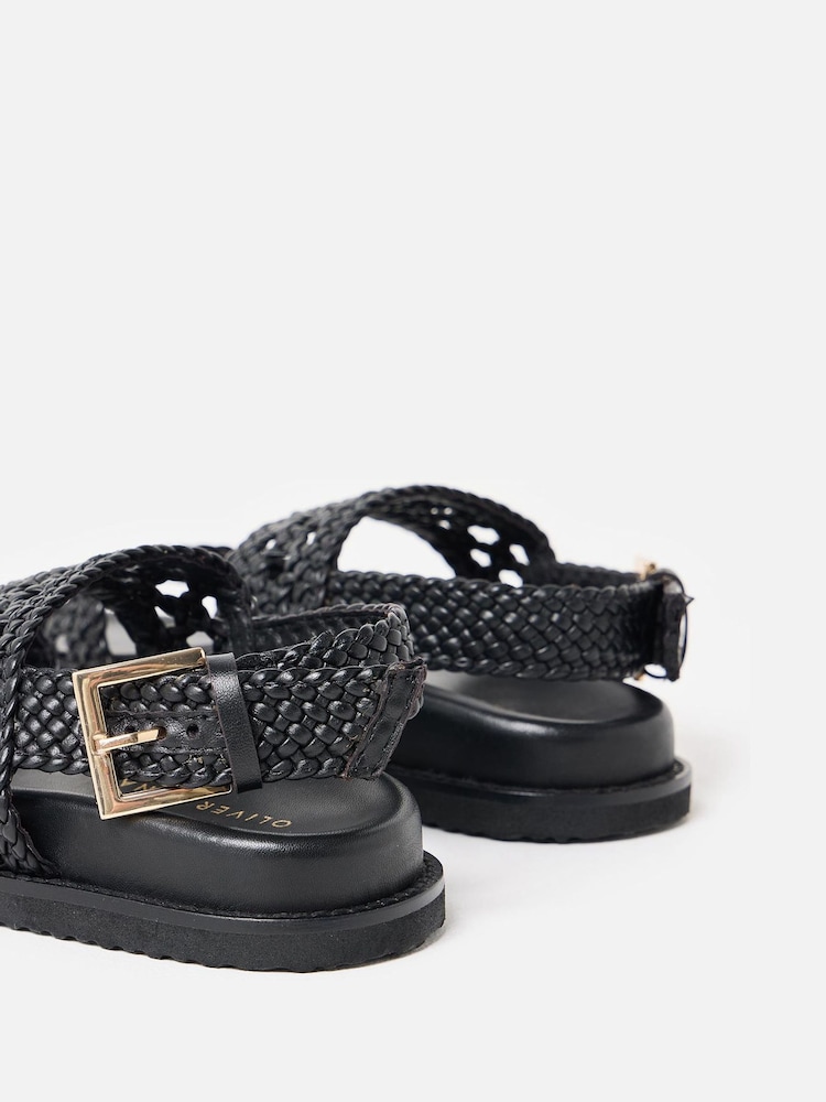 Sandales Oliver Bonas en cuir tressé ouvert - Image 6 of 7
