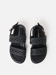 Oliver Bonas Black Open Weave Leather Sandals - Image 7 of 7