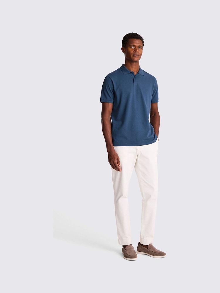 MOSS Blue Marron Pique Polo Shirt - Image 2 of 4