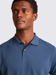 MOSS Blue Marron Pique Polo Shirt - Image 3 of 4