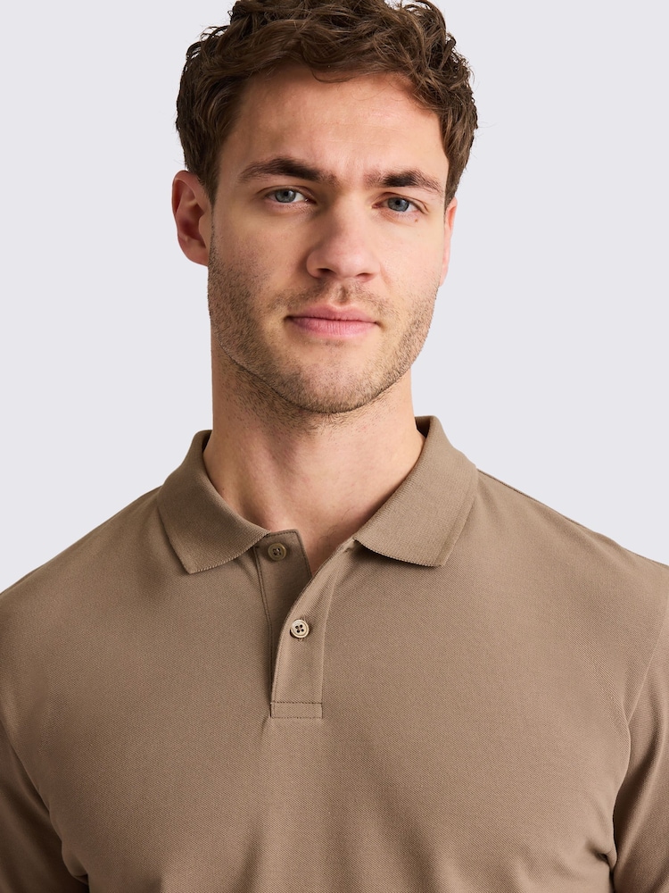 MOSS Natural Pique Polo Shirt - Image 3 of 4