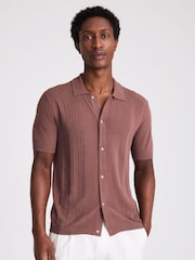MOSS Purple Boucle Pointelle Button Through Shirt - Image 1 of 4
