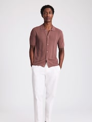 MOSS Purple Boucle Pointelle Button Through Shirt - Image 2 of 4