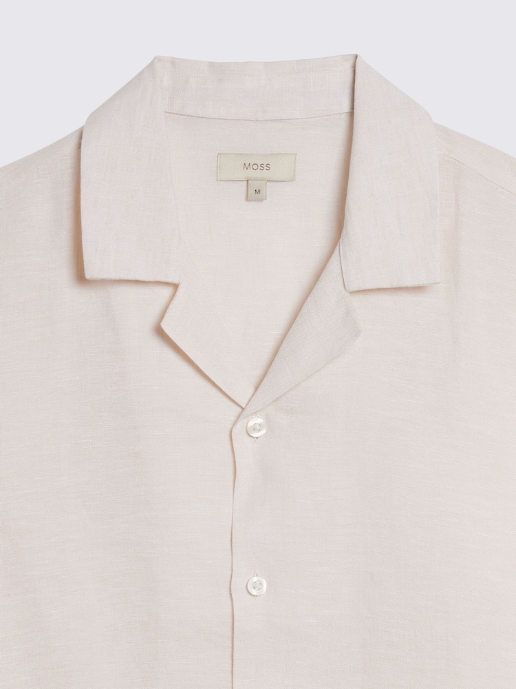 MOSS Cream Cream Cuban Collar 100% Linen Shirt - Image 5 of 5