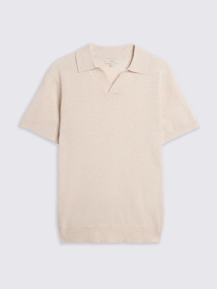 Natural - Camisa polo MOSS Linen Blend Oatmeal Skipper - Imagem 5 de 5