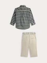 Polo Ralph Lauren Green Baby Boys Check Shirt and Chino Trousers Set - Image 2 of 3