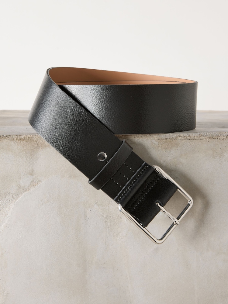Black Premium Made In Italy Wide Leather Belt - Image 1 of 3