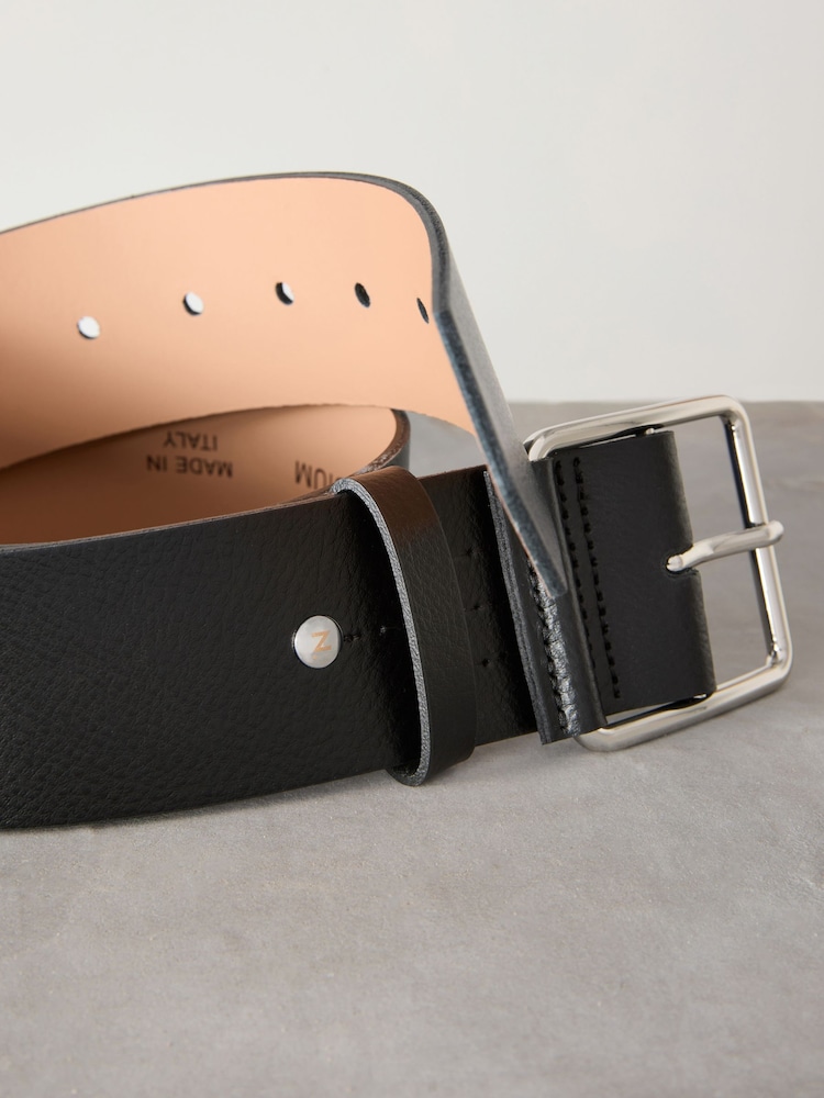 Black Premium Made In Italy Wide Leather Belt - Image 3 of 3