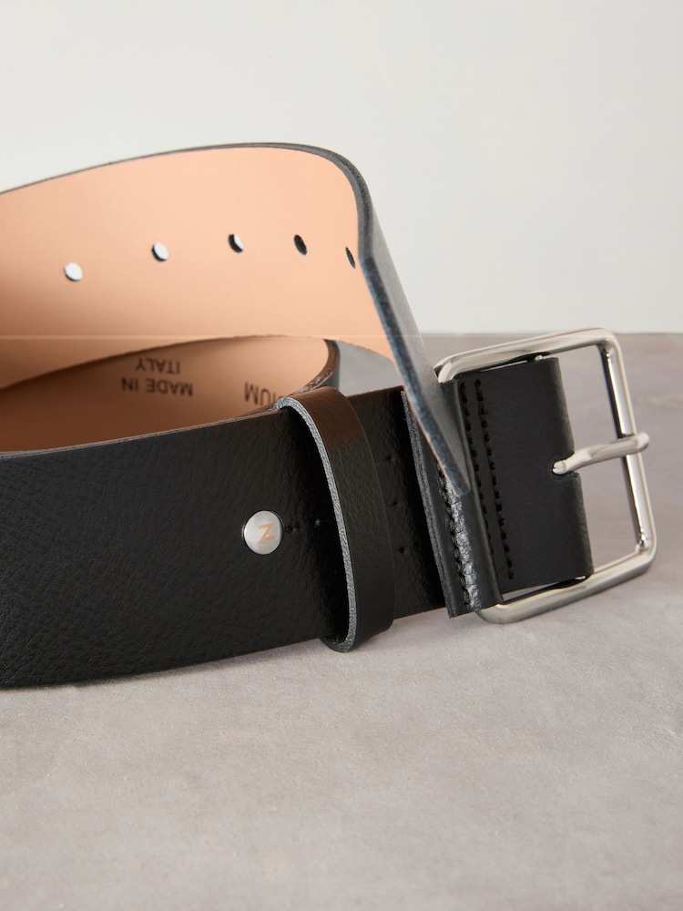 Black Premium Made In Italy Wide Leather Belt - Image 6 of 6 Black Premium Made In Italy Wide Leather Belt - Image 6 of 6