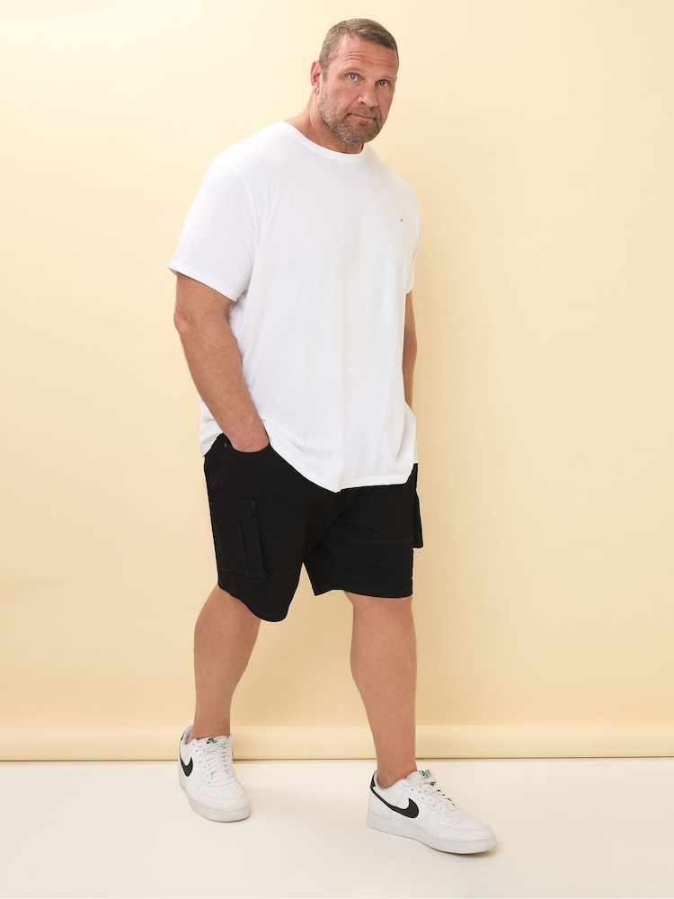 BadRhino Big & Tall Black Elasticated Cargo Denim Shorts - Image 4 of 5