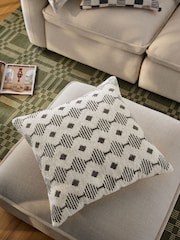 Grey 50 x 50cm Woven Geometric Cushion - Image 1 of 4