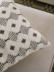 Grey 50 x 50cm Woven Geometric Cushion - Image 3 of 4