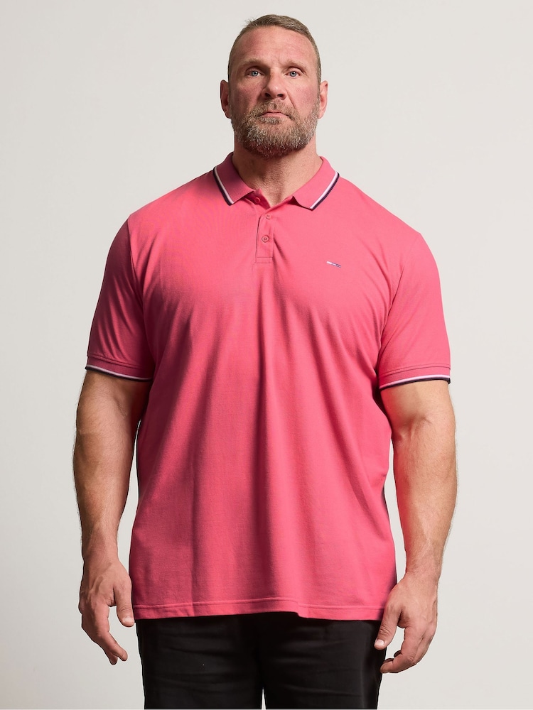 BadRhino Big & Tall Pink Pique Tipped Polo Shirt - Image 1 of 6
