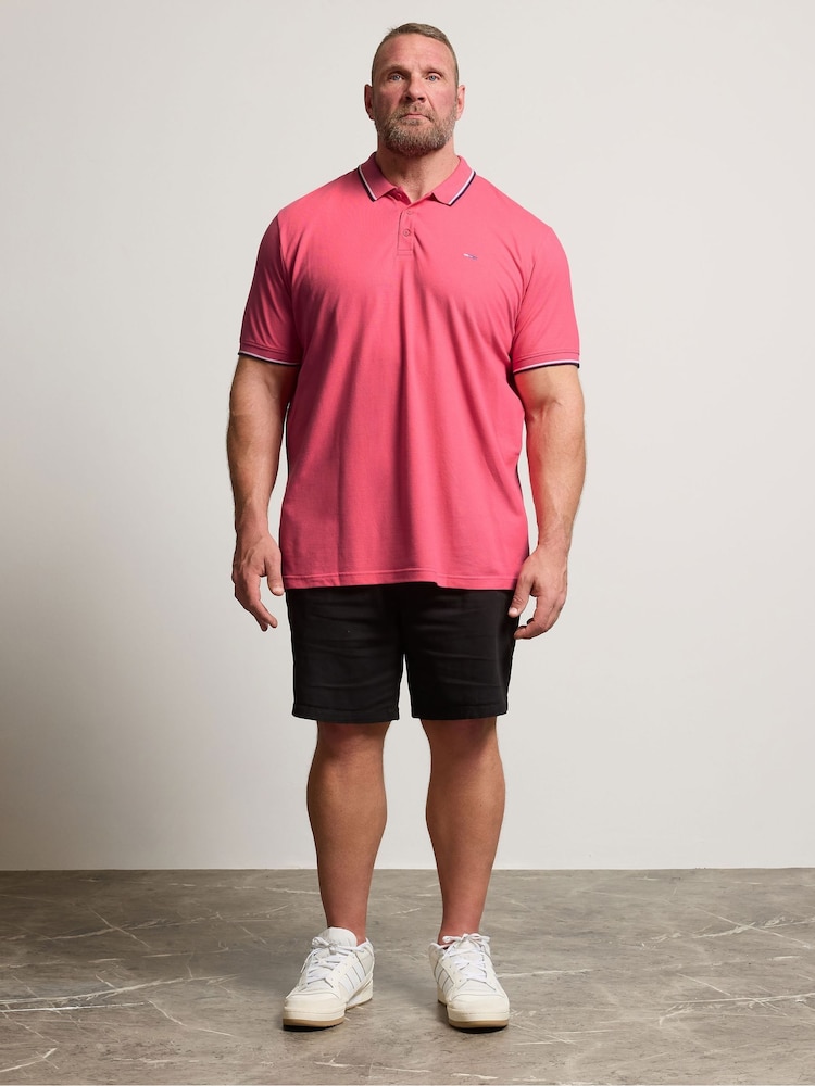 BadRhino Big & Tall Pink Pique Tipped Polo Shirt - Image 2 of 6