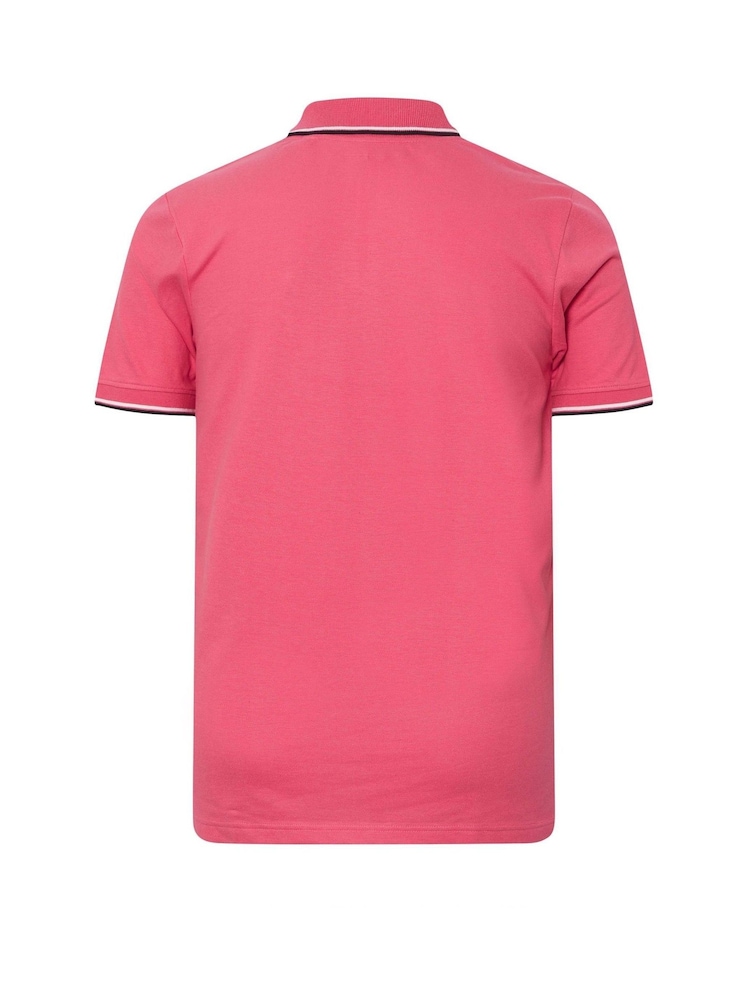 BadRhino Big & Tall Pink Pique Tipped Polo Shirt - Image 6 of 6