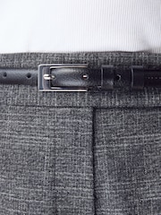 Black/Silver Skinny Premium Made In Italy Leather Belt - Image 4 of 7