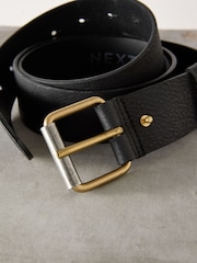 Black Premium Made In Italy Casual Leather Belt - Image 4 of 6