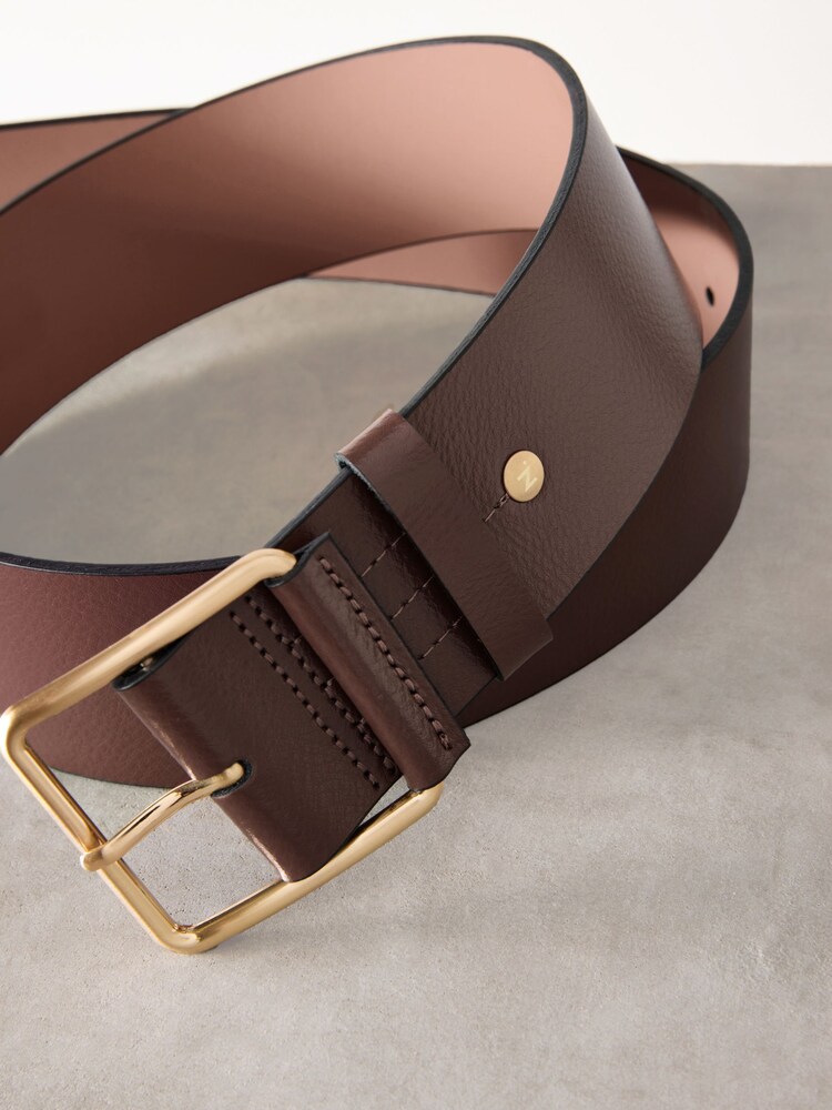 Mocha Brown Premium Made In Italy Wide Leather Belt - Image 2 of 6 Mocha Brown Premium Made In Italy Wide Leather Belt - Image 2 of 6