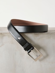 Black/Silver Tone Premium Made In Italy Leather Belt - Image 1 of 3