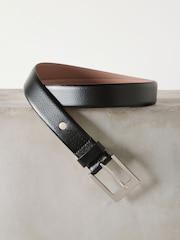 Black/Silver Tone Premium Made In Italy Leather Belt - Image 6 of 6