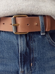 Tan Brown Premium Made In Italy Casual Leather Belt - Image 4 of 7