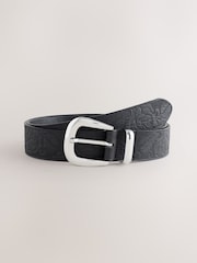 Black Premium Made In Italy Embossed Leather Belt - Image 1 of 3