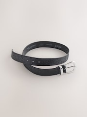 Black Premium Made In Italy Embossed Leather Belt - Image 2 of 3