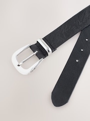 Black Premium Made In Italy Embossed Leather Belt - Image 3 of 3
