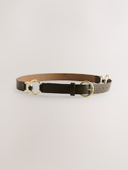 Khaki Green Metal Ring Detail Regular Leather Belt - Image 5 of 7