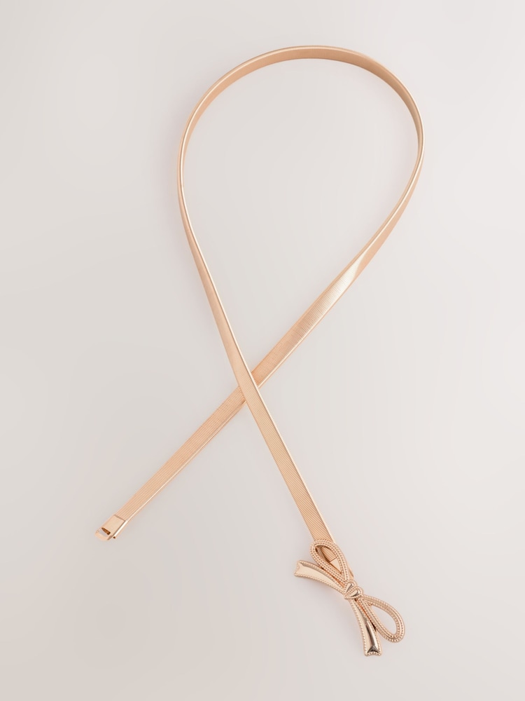 Gold Bow Skinny Stretch Belt - Image 2 of 3
