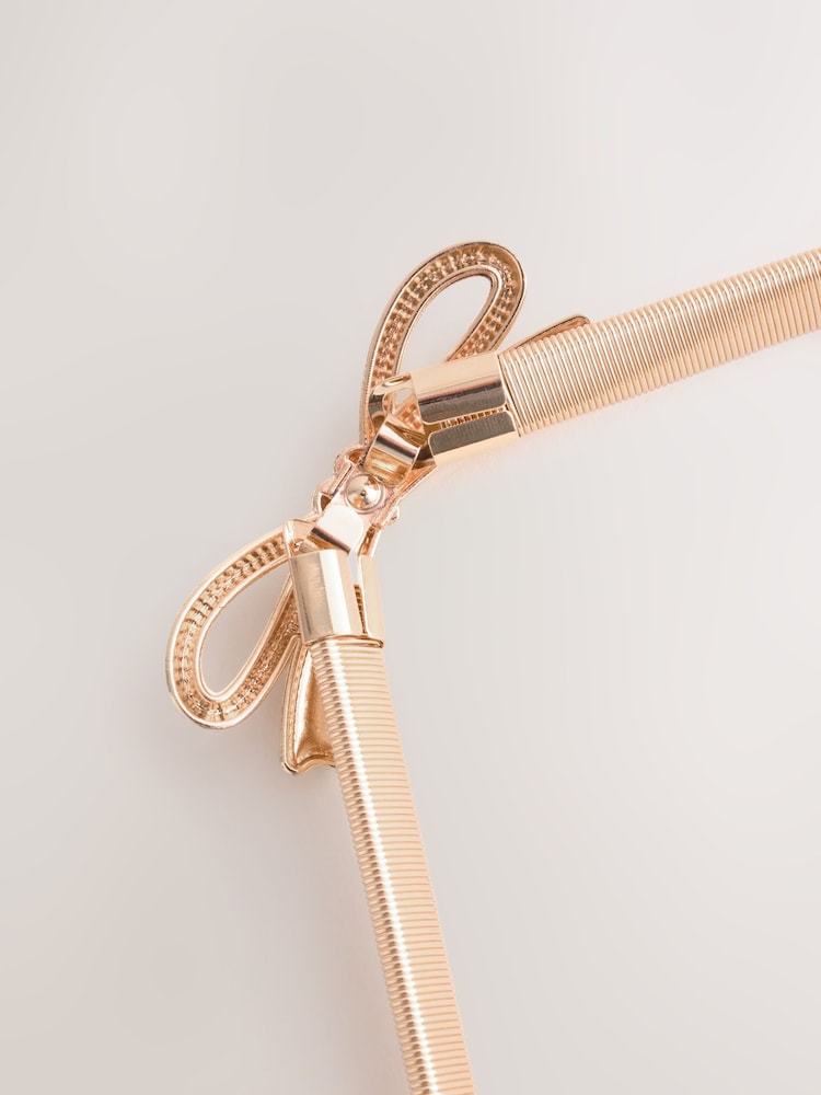 Gold Bow Skinny Stretch Belt - Image 3 of 3