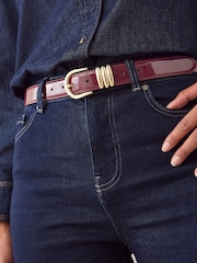 Burgundsko rdeča - Svetleč pas običajnega kroja iz PU - Slika 4 iz 7