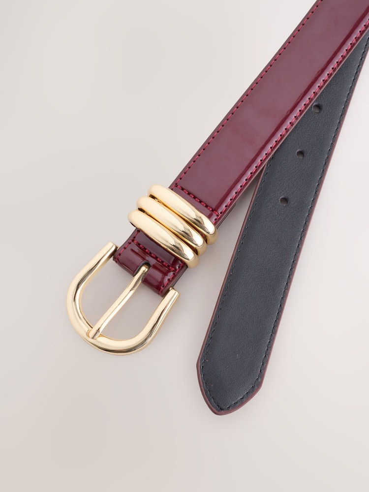 Burgundsko rdeča - Svetleč pas običajnega kroja iz PU - Slika 7 iz 7