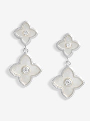 Jon Richard Silver Tone Mother Of Pearl Clover Double Drop Earrings - Image 1 of 1