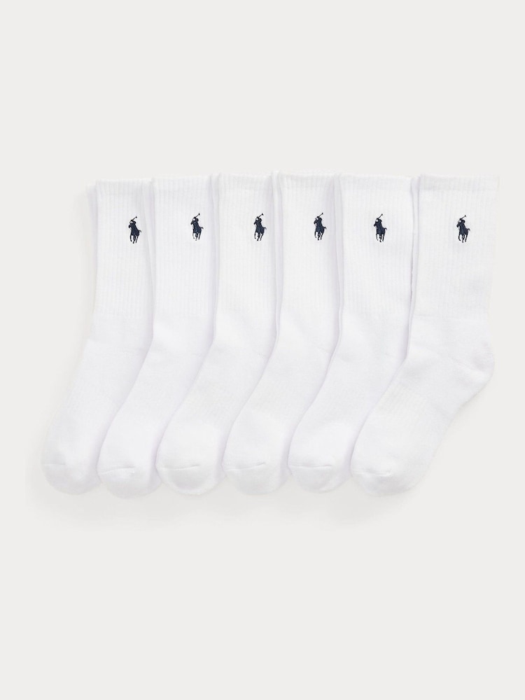 Polo Ralph Lauren White Kids Crew Socks 6 Pack - Image 1 of 1
