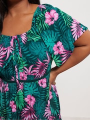 Yours Curve Green Boho Smock Dress - Image 4 of 5