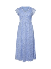 Yours Curve Blue A-Line Mesh Dress - Image 5 of 5
