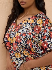 Yours Curve Light Blue Notch Neck Tunic Dress - Image 4 of 5